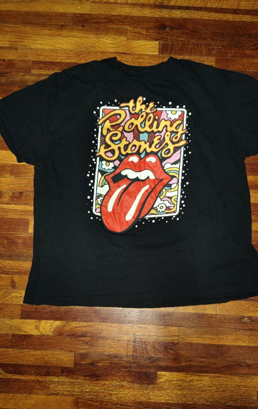 Rolling Stones Tongue Logo Black Graphic Tee 100% Cotton Groovy Tongue